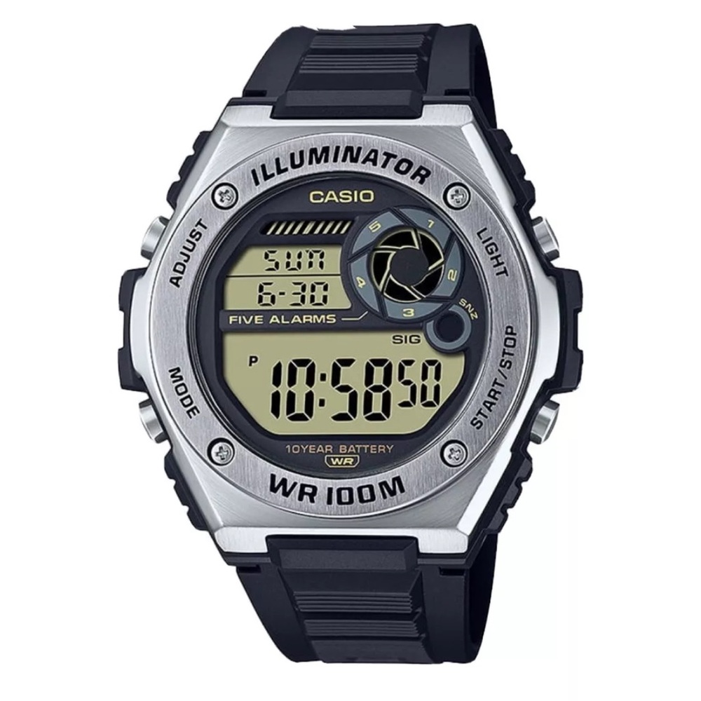 Casio Watch Metal Bezel Digital Silver Illuminator MWD100H-1AV BRAND NEW!